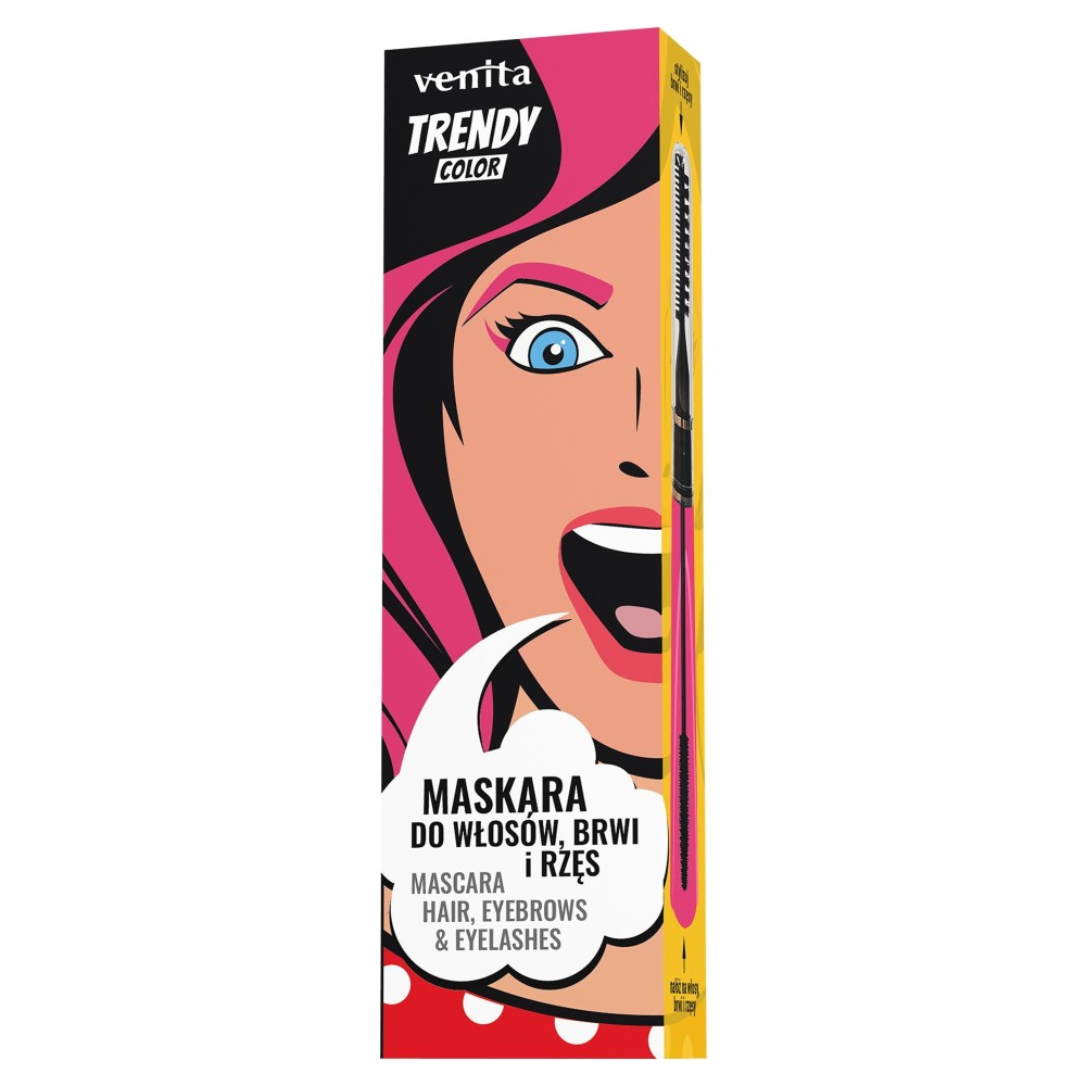 413101 VENITA TRENDY MASKARA DO WŁOSÓW BRWI I  RZĘS 32 INTENSYWNY RÓŻ 5902101522304