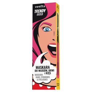 413101 VENITA TRENDY MASKARA DO WŁOSÓW BRWI I  RZĘS 32 INTENSYWNY RÓŻ 5902101522304