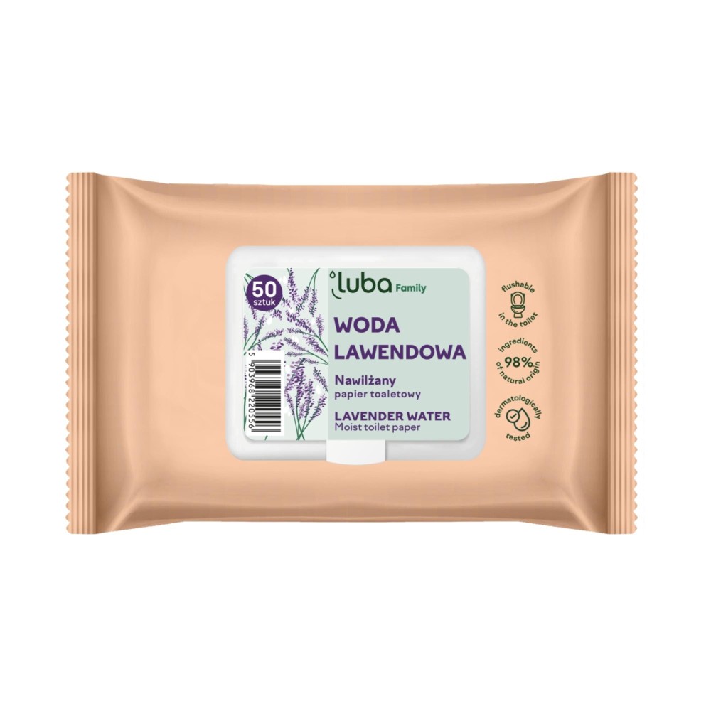 265304 LUBA PAPIER TOALETOWY NAWILŻANY 50 SZT. WODA LAWENDOWA 5903968220556