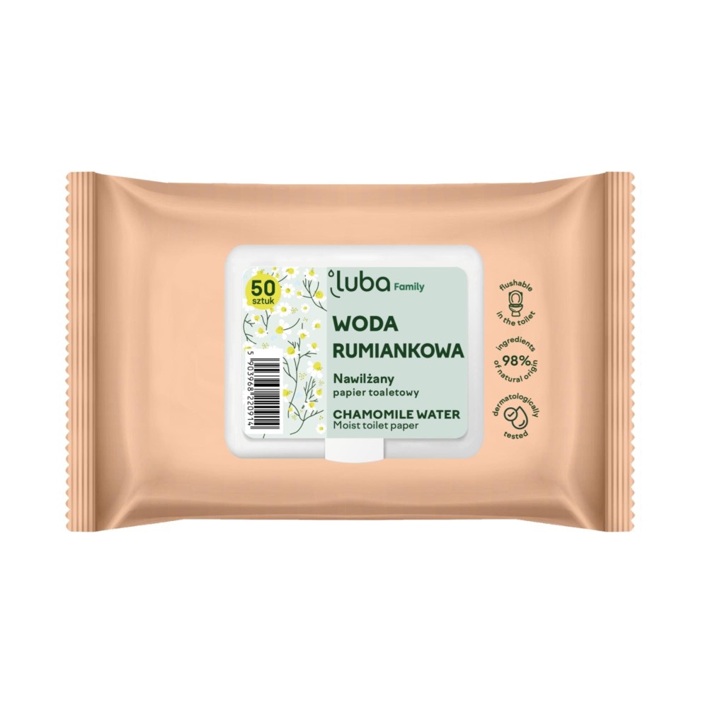 265303 LUBA PAPIER TOALETOWY NAWILŻANY 50 SZT. WODA RUMIANKOWA 5903968220914