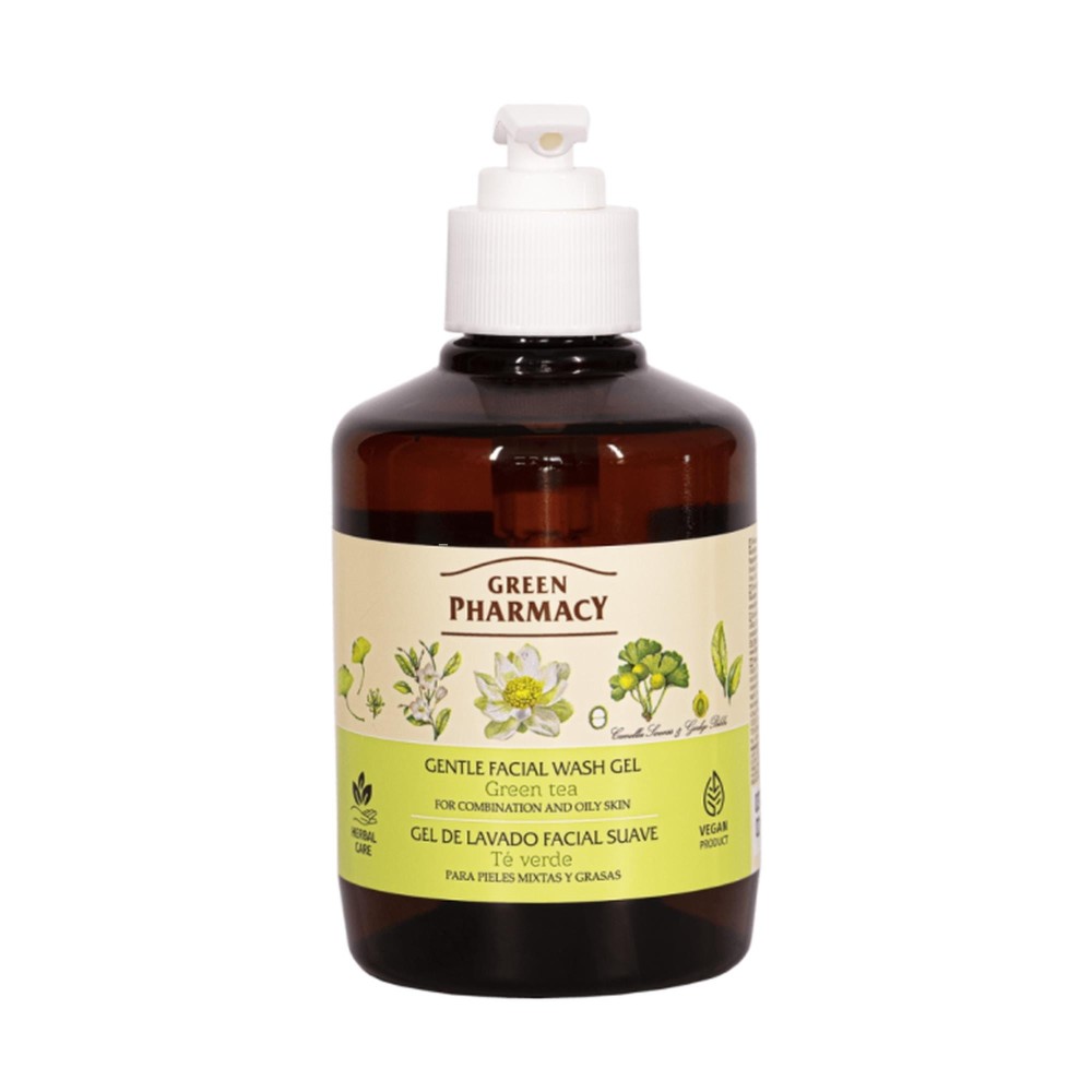 408244 GREEN PHARMACY ŻEL DO MYCIA TWARZY 270ML ZIELONA HERBATA CERA MIESZANA I TŁUSTA 4823015907838