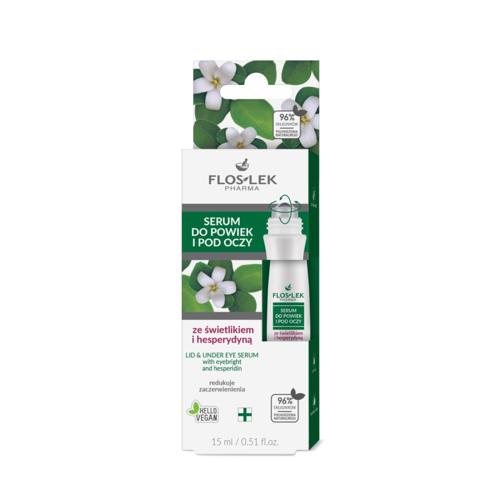 298765 FLOS-LEK SERUM DO POWIEK I POD OCZY 15ML ŚWIETLIK I HESPERYDYNA REDUKUJE ZACZERWIENIENIA 5905043025254