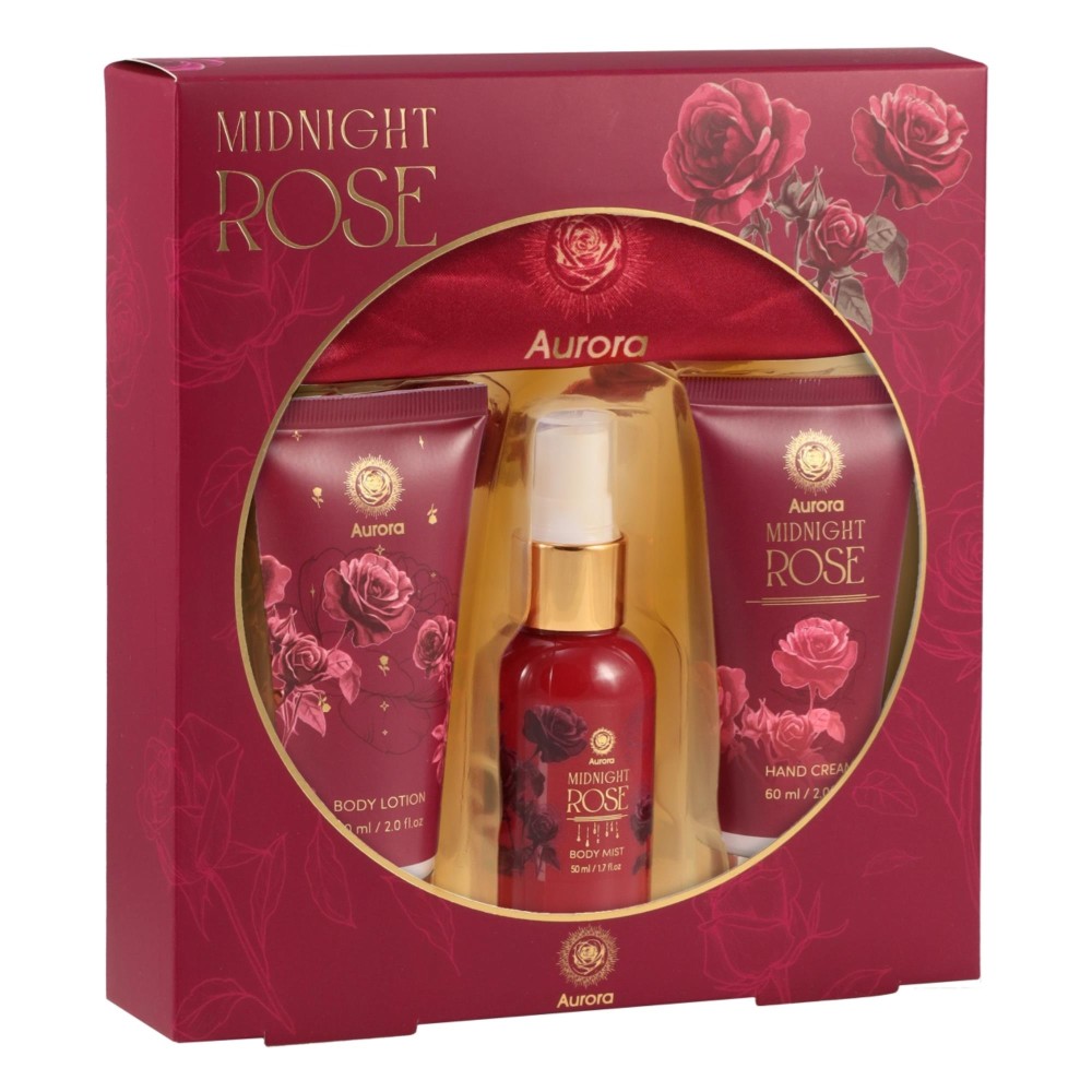 415735 AURORA ZESTAW PREZENTOWY MIDNIGHT ROSE +OPASKA PUDEŁKO 4-ELEMENTY 5060411617421