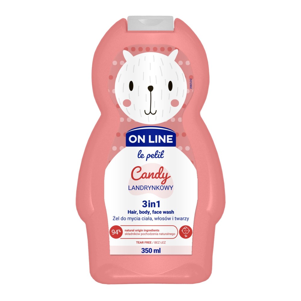252982 ON LINE LE PETIT ŻEL DO MYCIA CIAŁA,WŁOSÓW I TWARZY 350ML LANDRYNKOWY CANDY 5903116742725