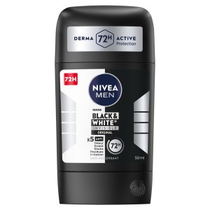 NIVEA DEZODORANT MEN STICK 50ML 48H BLACK&WHITE INVISIBLE ORIGINAL