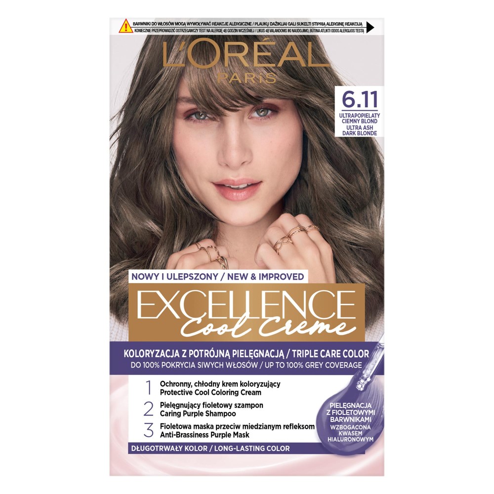 256500 LOREAL EXCELLENCE FARBA KOLORYZUJĄCA  6.11 ULTRAPOPIELATY CIEMNY BLOND / ULTRA ASH DARK BLONDE 3600523940165