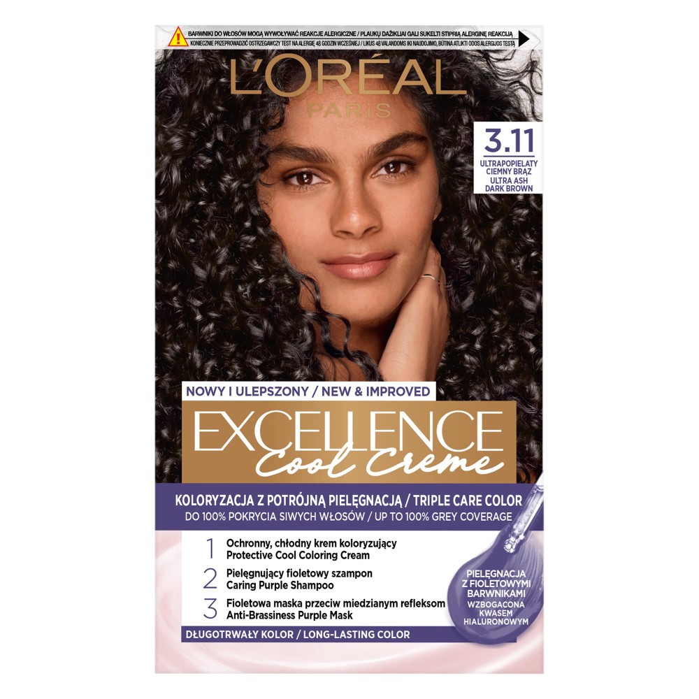 256497 LOREAL EXCELLENCE FARBA KOLORYZUJĄCA  3.11 ULTRAPOPIELATY CIEMNY BRĄZ / ULTRA ASH DARK BROWN 3600523940011