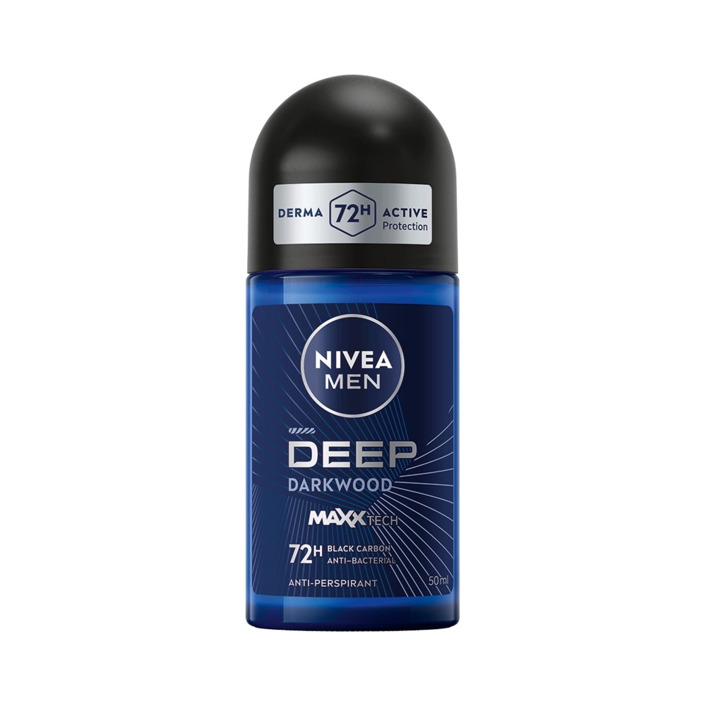 226862 NIVEA DEZODORANT MEN ROLL-ON 50ML DEEP BLACK CARBON DARK WOOD 42354925