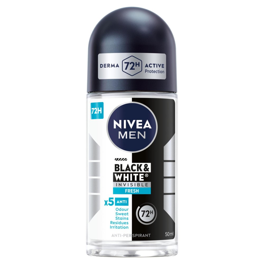 226828 NIVEA DEZODORANT MEN ROLL-ON 50ML BLACK&WHITE INVISIBLE FRESH 42349778