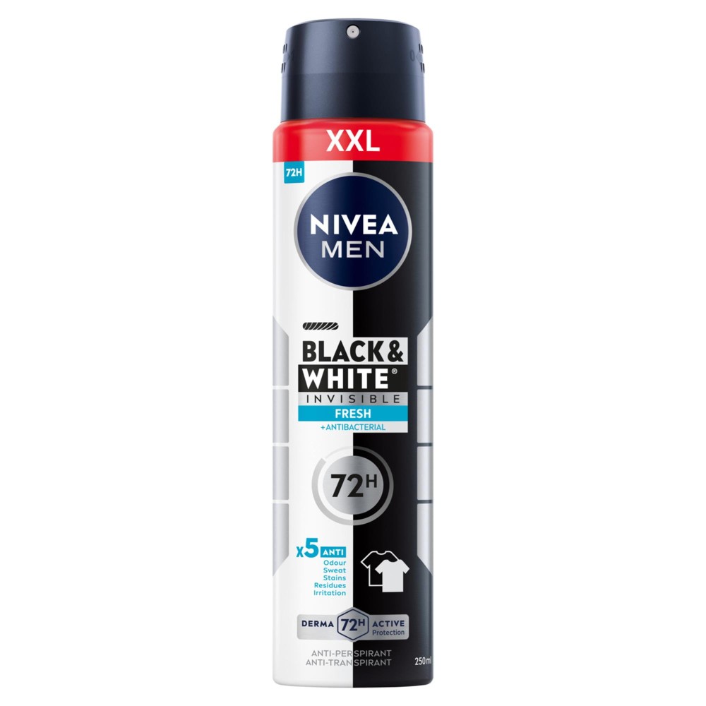 217984 NIVEA DEZODORANT MEN SPRAY 250ML BLACK&WHITE INVISIBLE FRESH 5900017055695