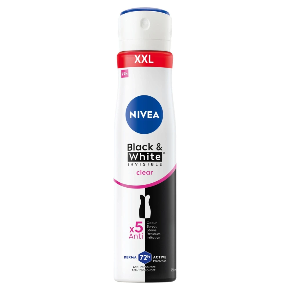 182737 NIVEA DEZODORANT WOMEN SPRAY 250ML BLACK&WHITE INVISIBLE CLEAR 4005808730704