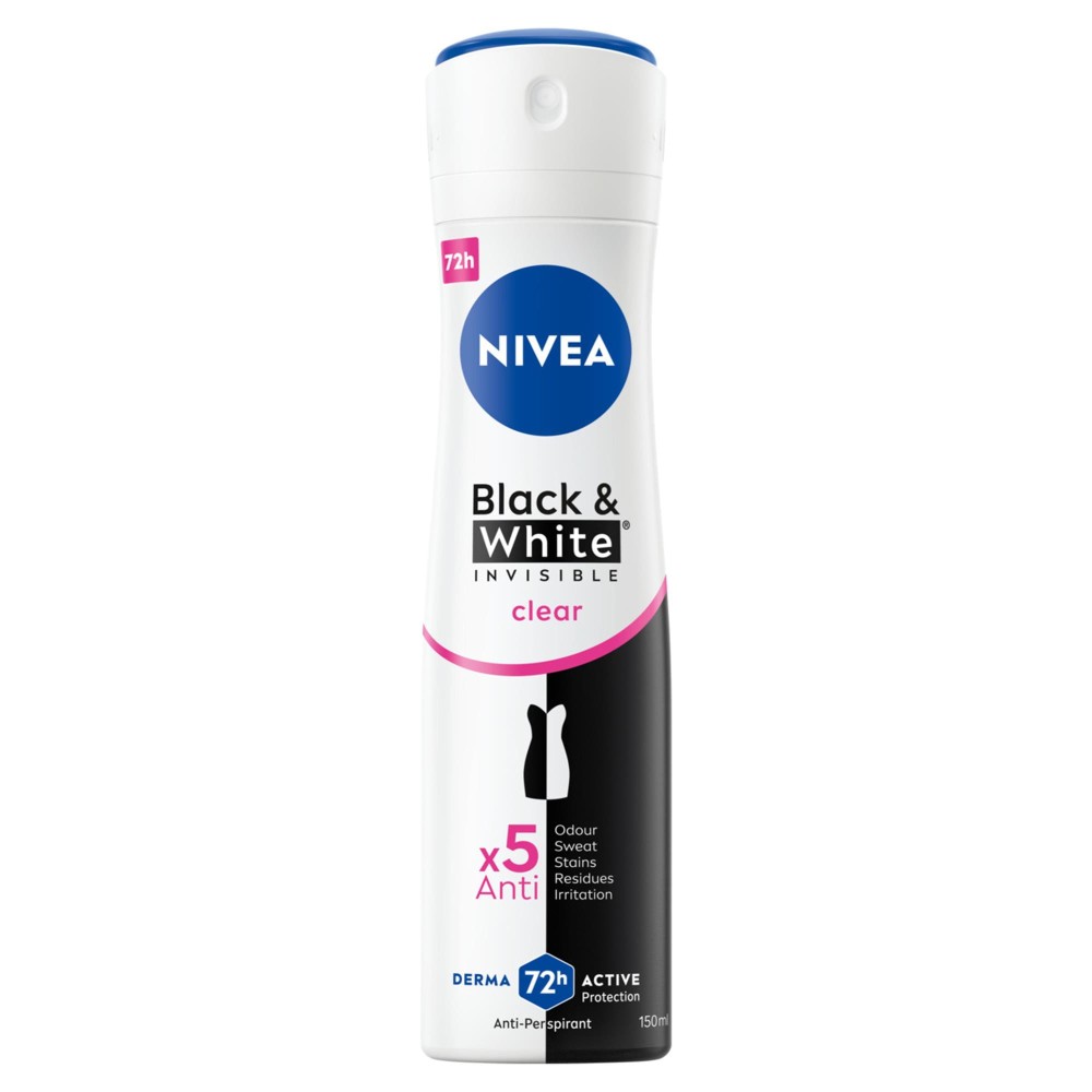 171328 NIVEA DEZODORANT WOMEN SPRAY 150ML BLACK&WHITE INVISIBLE CLEAR 4005808729685