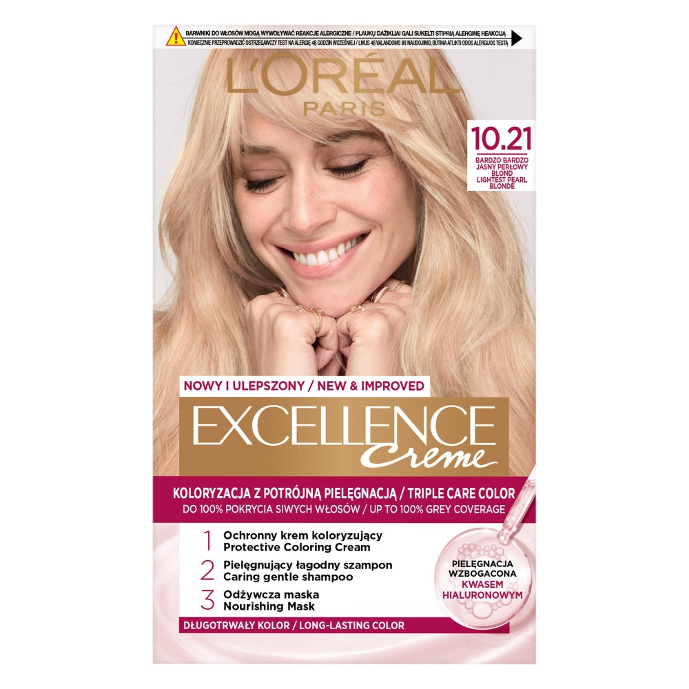 15665 LOREAL EXCELLENCE FARBA KOLORYZUJĄCA  10.21 BARDZO BARDZO JASNY PERŁOWY BLOND 3600010022633