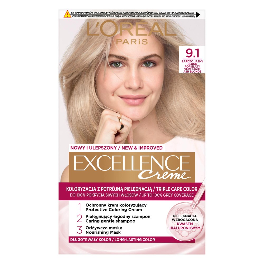 15663 LOREAL EXCELLENCE FARBA KOLORYZUJĄCA   9.1  BARDZO JASNY POPIELATY BLOND 3600010022602
