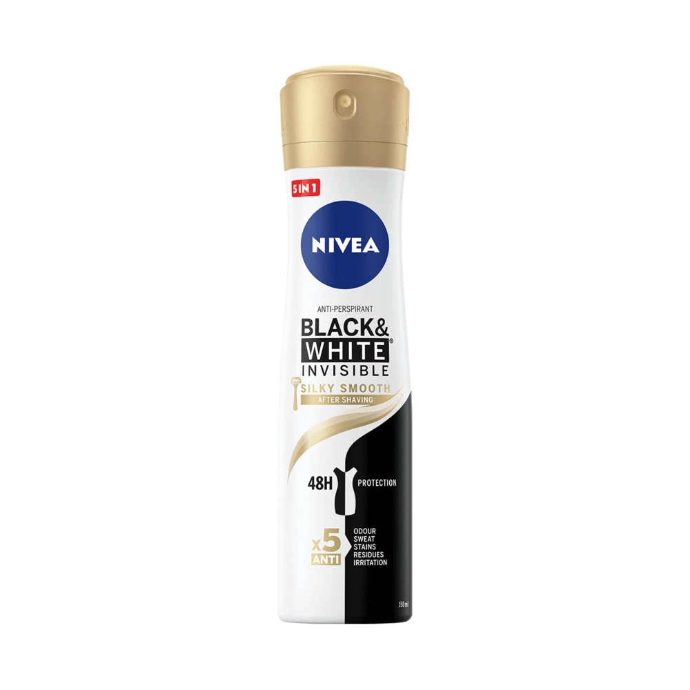 230074 NIVEA DEZODORANT WOMEN SPRAY 150ML BLACK&WHITE INVISIBLE SILKY SMOOTH 5900017064000