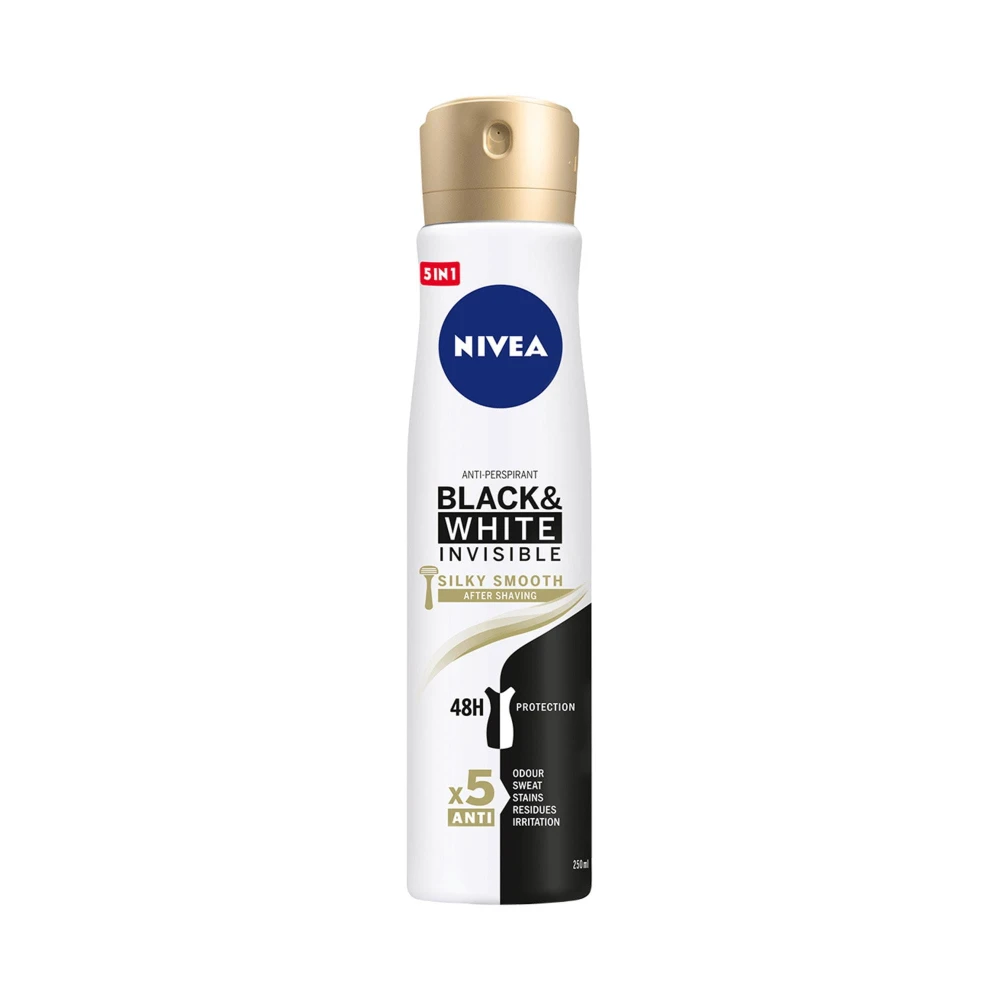 231510 NIVEA DEZODORANT WOMEN SPRAY 250ML BLACK&WHITE INVISIBLE SILKY SMOOTH 5900017063980
