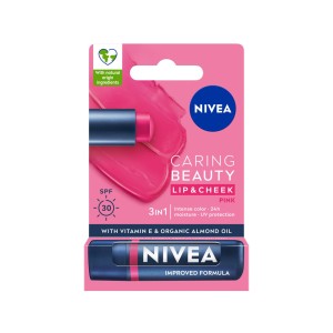 299825 NIVEA POMADKA OCHRONNA CARING BEAUTY 3W1 SPF 30 PINK 4006000098814