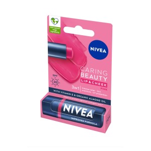 299825 NIVEA POMADKA OCHRONNA CARING BEAUTY 3W1 SPF 30 PINK 4006000098814