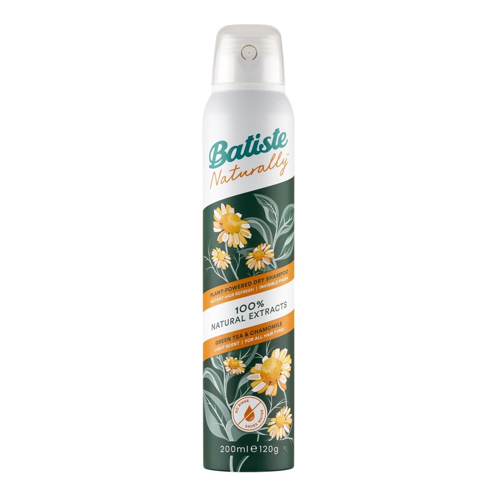 288680 BATISTE SUCHY SZAMPON DO WŁOSÓW 200ML 100% NATURALEXTRACTS GREEN TEA&CAMOMILE 5010724544372