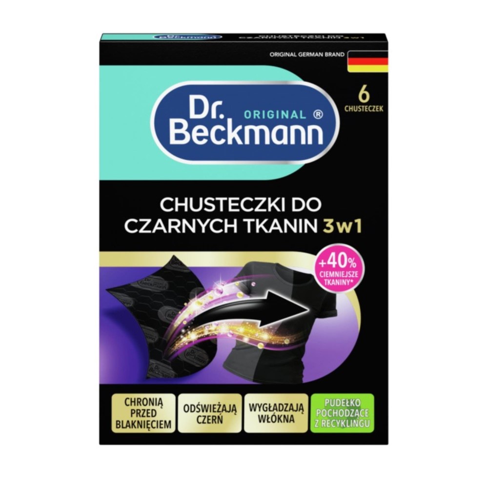 419716 DR BECKMANN CHUSTECZKI DO PRANIA 6 SZT. CZARNE TKANINY 3W1 4008455614717