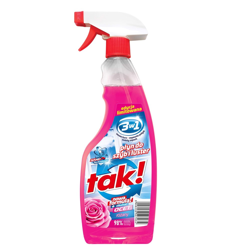 PŁYN DO SZYB DOZOWNIK SPRAY 500ML RÓŻA TAK