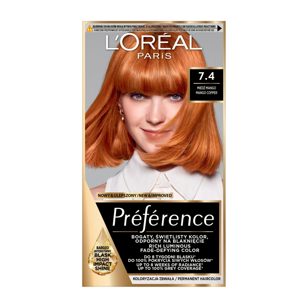 31037 Loreal FERIA-PREFERENCE FARBA KOLORYZUJĄCA  74 INTENSYWNA MIEDŹ 3600521394823