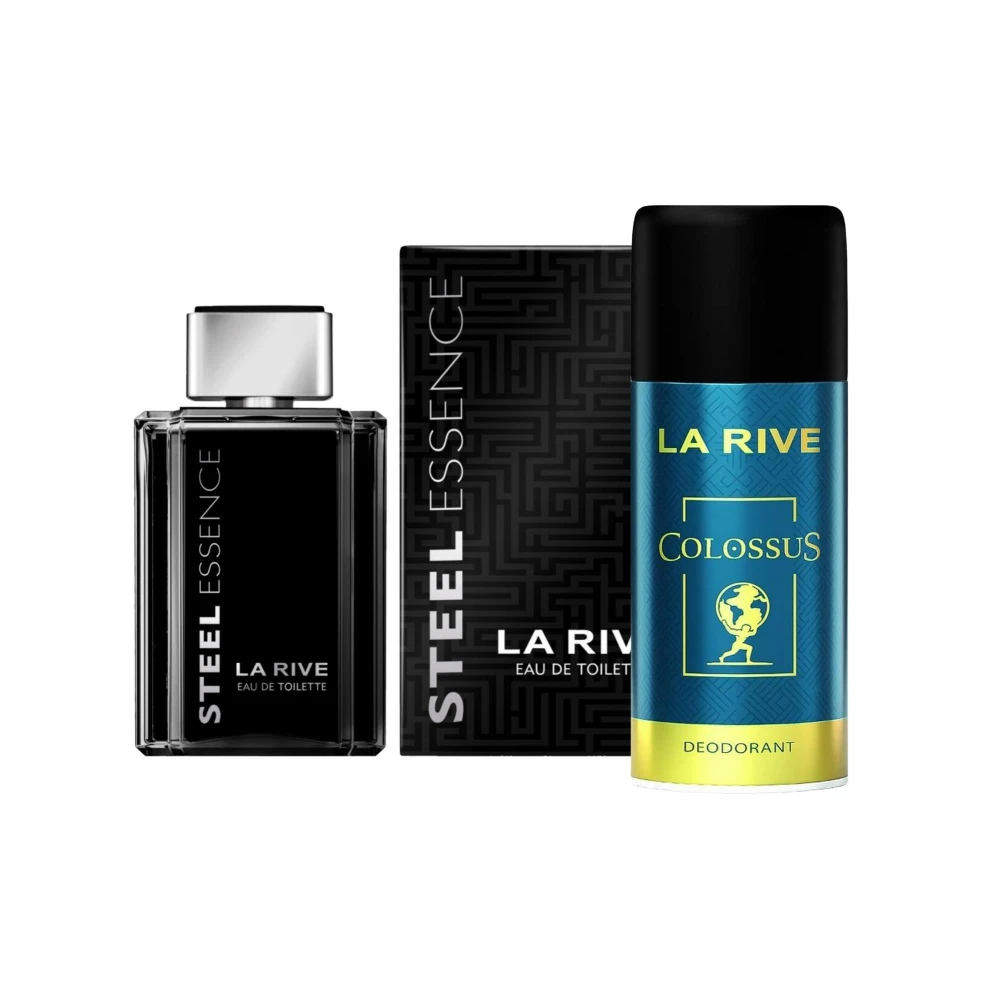 La rive men woda toaletowa 100ml steel essence + prezent dezodorant colossus 246612000