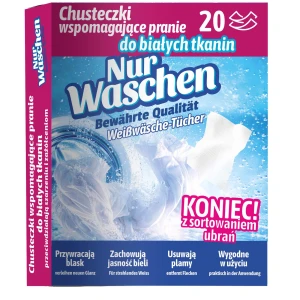 NUR WASCHEN CHUSTECZKI DO PRANIA 20 SZT. WSPOMAGAJĄCE PRANIE DO BIAŁYCH TKANIN