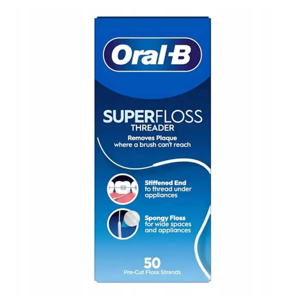 Oral b. nić dentystyczna super flos do aparatów dentystycznych 50 szt. 8700216539128