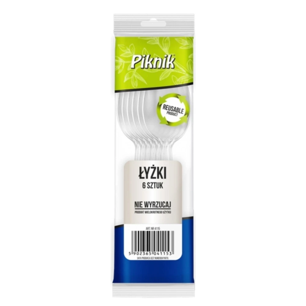 Piknik łyżki 6 szt. wielorazowe bezbarwne 5902365041153