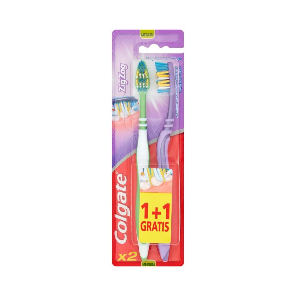 20717 COLGATE SZCZOTECZKA DO ZĘBÓW ZIG ZAG ANTYBAKTERYJNA MEDIUM 1+1 5900273113191