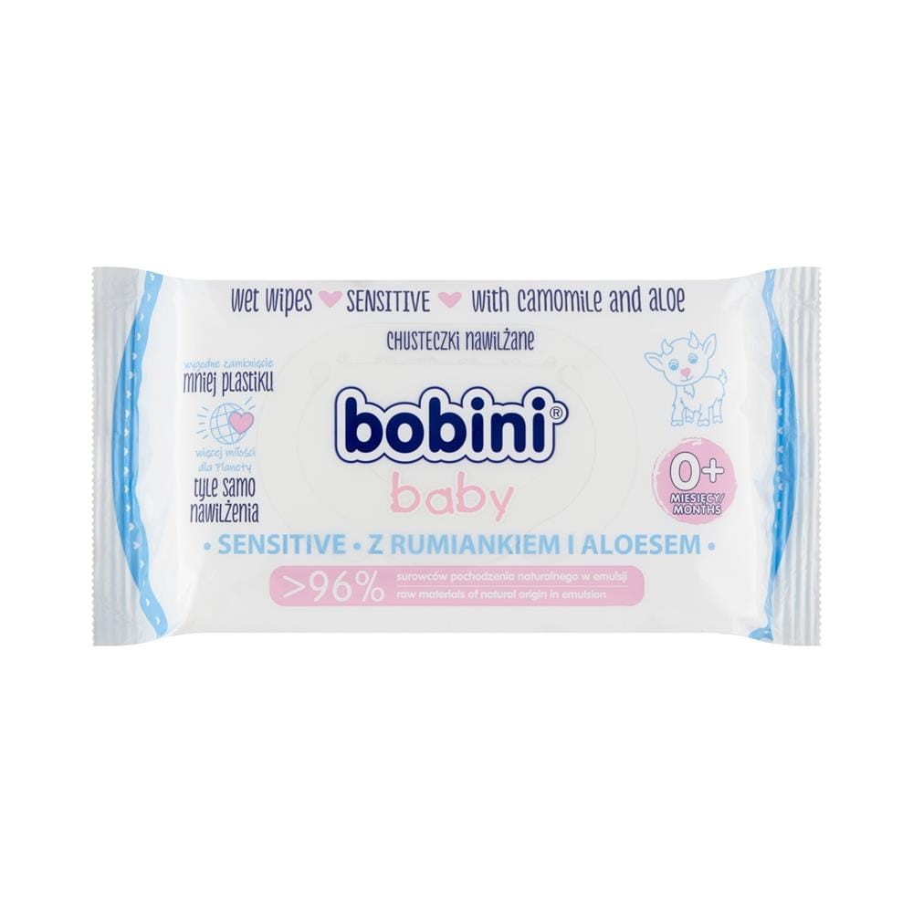 29375 BOBINI BABY CHUSTECZKI NAWILŻANE DLA DZIECI 60 SZT. SENSITIVE RUMIANEK&amp;ALOES 5900465238640