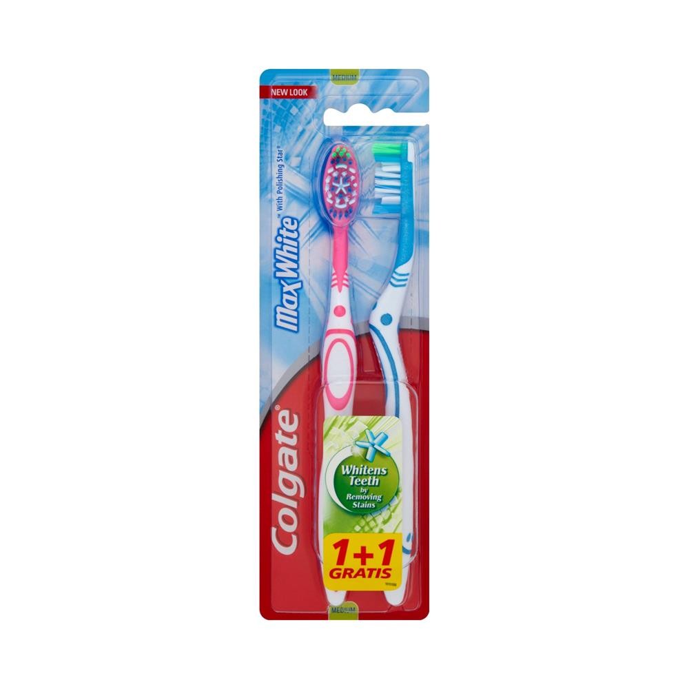 31507 COLGATE SZCZOTECZKA DO ZĘBÓW MAX WHITE MEDIUM 1+1 8714789490113