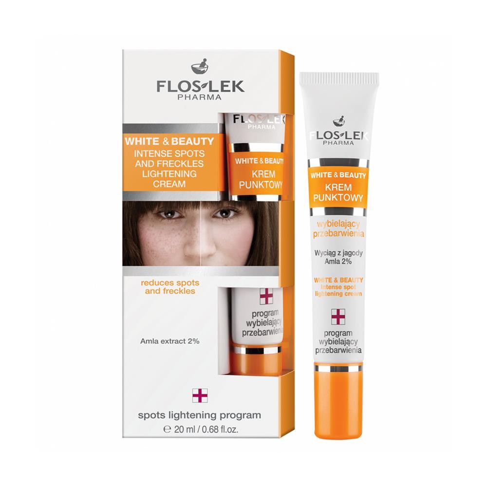 107948 FLOS-LEK WHITE&amp;BEAUTY KREM DO TWARZY 20ML PUNKTOWY WYBIELAJACY PRZEBARWIENIA 5905043001814