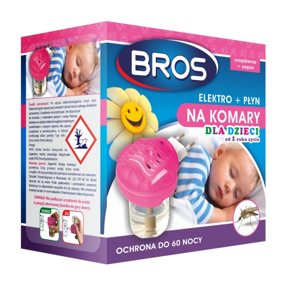 164158 BROS APARAT ELEKTRYCZNY NA KOMARY +PŁYN 60 NOCY DLA DZIECI 5904517049376