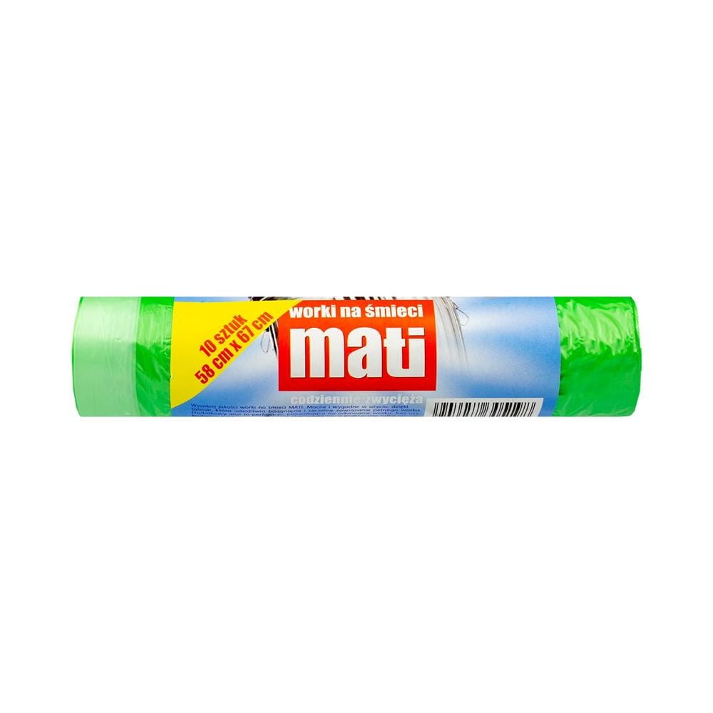 170250 MATI WORKI NA ŚMIECI  60L 10 SZT. ZIELONE Z TAŚMĄ 5907458305198