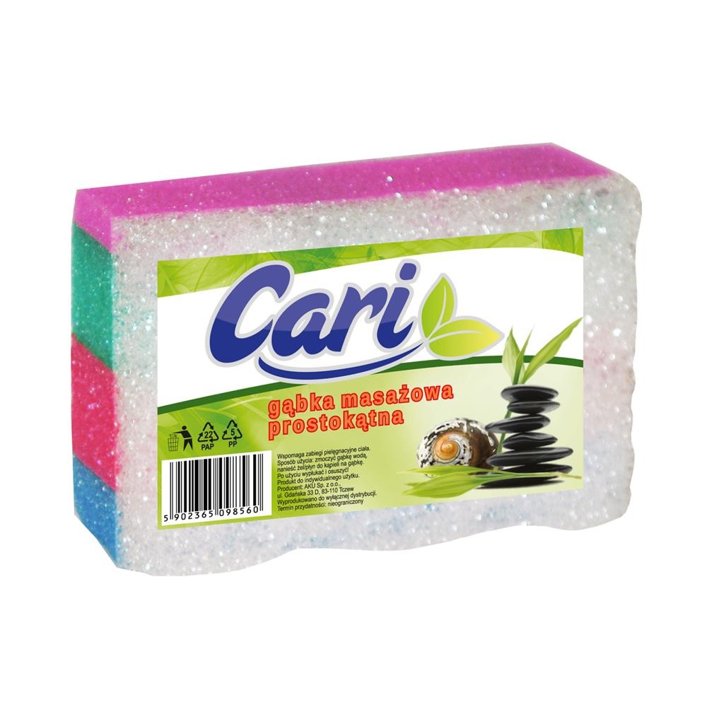 180491 CARI GĄBKA DO KĄPIELI I MASAŻU PROSTOKĄTNA 5902365098560