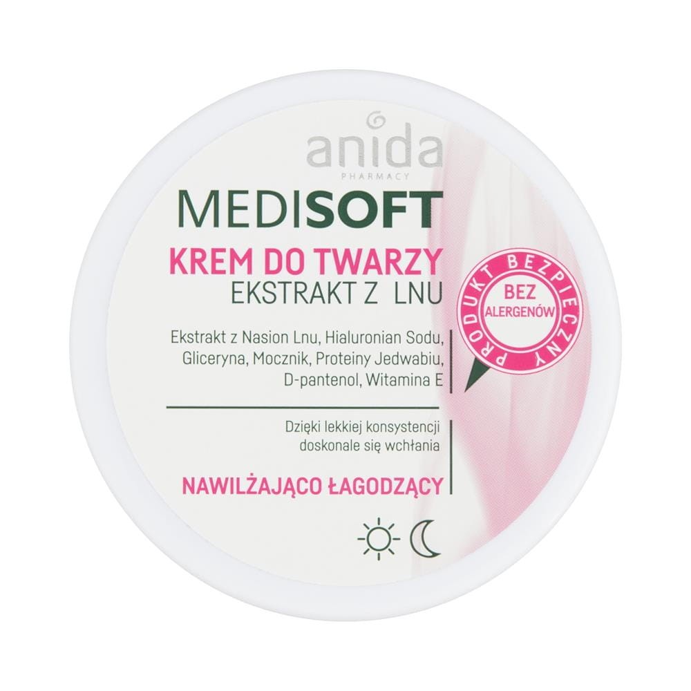 184196 MEDI SOFT KREM DO TWARZY 100ML NAWILŻAJĄCO ŁAGODZĄCY EKSTRAKT Z LNU 5900031003009