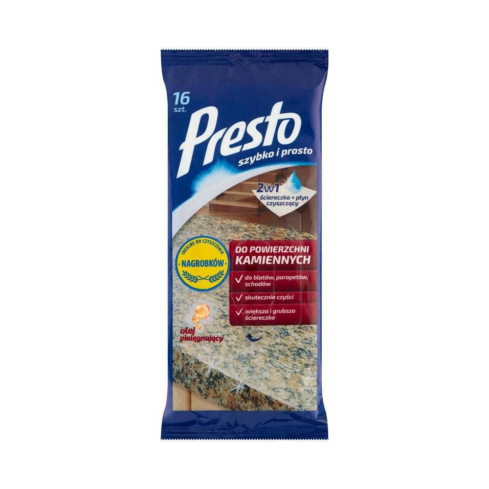 186719 PRESTO ŚCIERECZKI NAWILŻANE  16 SZT. DO POWIERZCHNI KAMIENNYCH 5900095016847