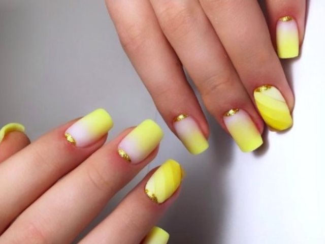 Żółty manicure na ślubie